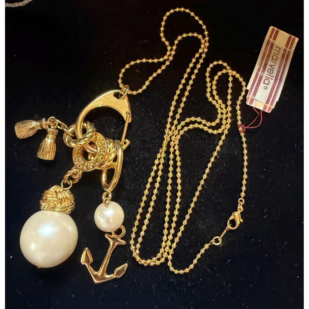 Marvella Bead Chain Necklace Charm Necklace Pearl Anchor